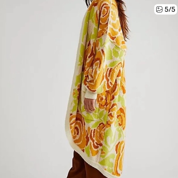 ✨BNWT🌸 Free People BL🌸🌸M Cardigan orange lime combo SOLD OUT! XS OVERSIZED - Picture 2 of 11